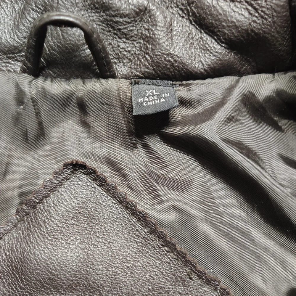 Roundtree & Yorke Dark Brown Genuine Leather  Aviator Bomber Jacket Men's XL New